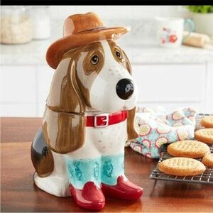 Pioneer Woman Ceramic Charlie Cookie/ Treat Jar - Turquoise Boots